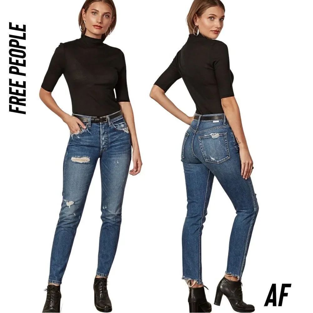 FREE PEOPLE BY BOYISH THE HIGHRISER BLUE JEANS NWT SIZE 25